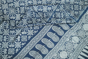 Modal silk saree in floral print in bluish grey