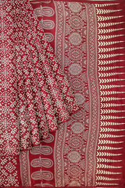 Modal silk saree in floral print in maroon