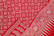 Modal silk saree in floral print in red