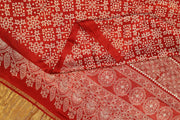 Modal silk saree in rangoli pattern in red with lagda patti (zari)  pallu