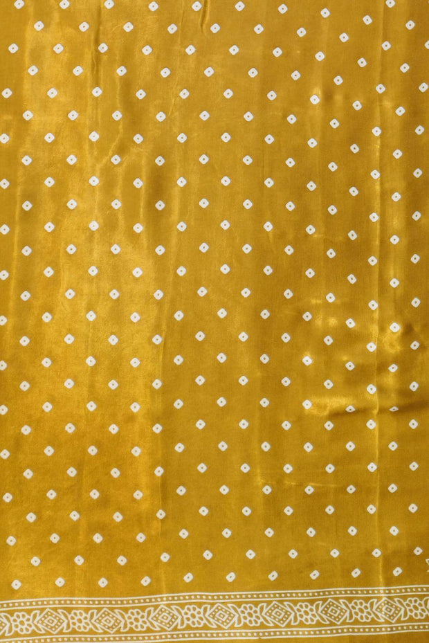 Modal silk saree in rangoli pattern in mustard with lagda patti (zari)  pallu