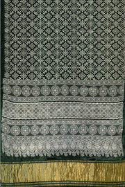 Modal silk saree in rangoli pattern in bottle green with lagda patti (zari)  pallu