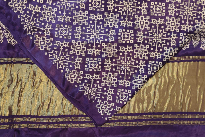 Modal silk saree in rangoli pattern in violet with lagda patti (zari)  pallu