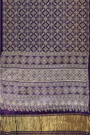 Modal silk saree in rangoli pattern in violet with lagda patti (zari)  pallu