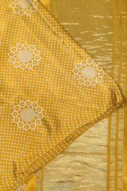 Modal silk saree in floral pattern in mustard with lagda patti (zari)  pallu