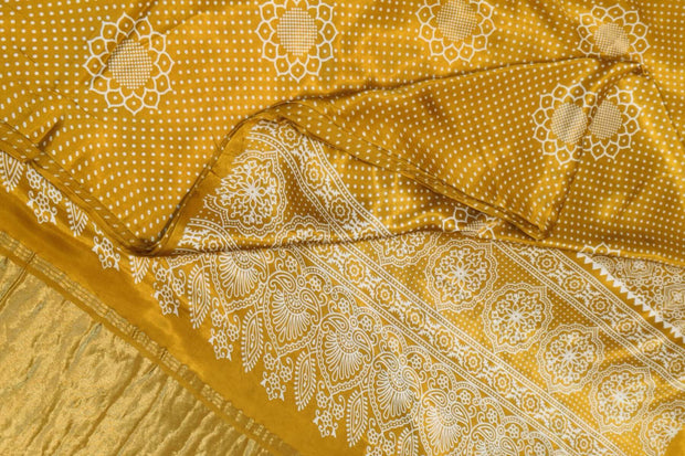 Modal silk saree in floral pattern in mustard with lagda patti (zari)  pallu