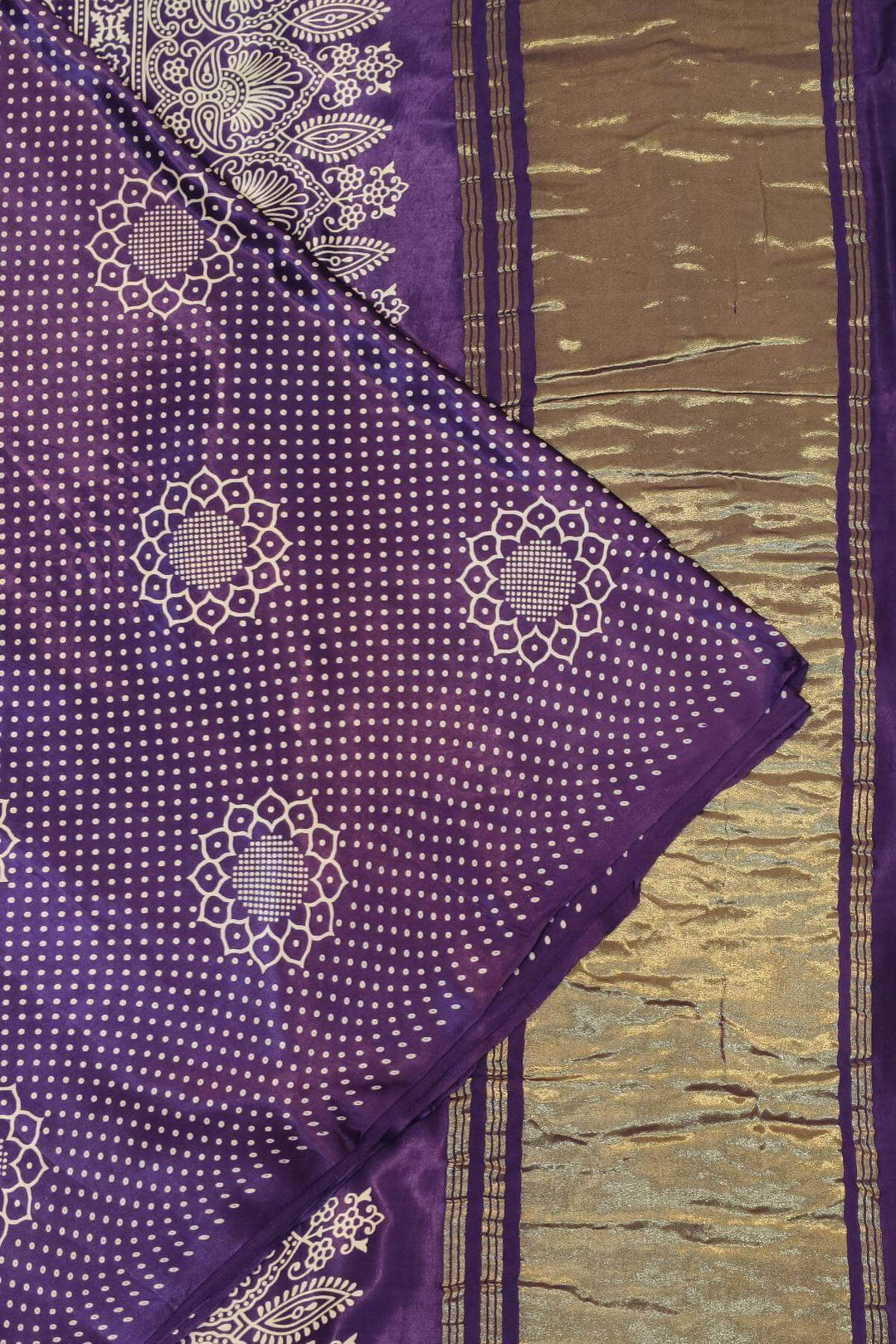 Modal silk saree in floral pattern in purple with lagda patti (zari)  pallu