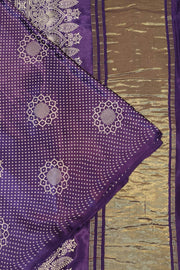 Modal silk saree in floral pattern in purple with lagda patti (zari)  pallu