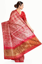 Modal silk saree in zig zag pattern in pink with lagda patti (zari)  pallu