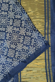 Modal silk saree in rangoli  pattern in cobalt blue with lagda patti (zari)  pallu