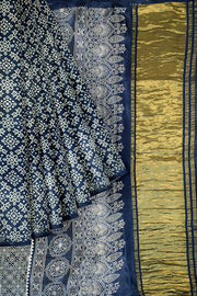 Modal silk saree in rangoli  pattern in cobalt blue with lagda patti (zari)  pallu