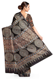 Modal silk bandhini saree in mehndi green