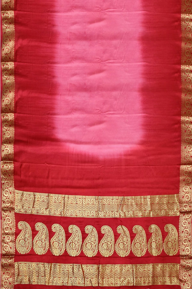 Modal silk saree in  shaded  pink with zari pallu & borders.