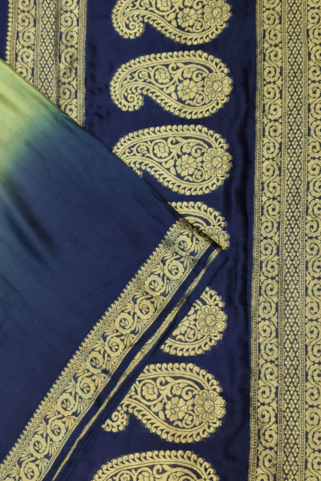 Modal silk saree in  shaded peacock blue with zari pallu & borders.
