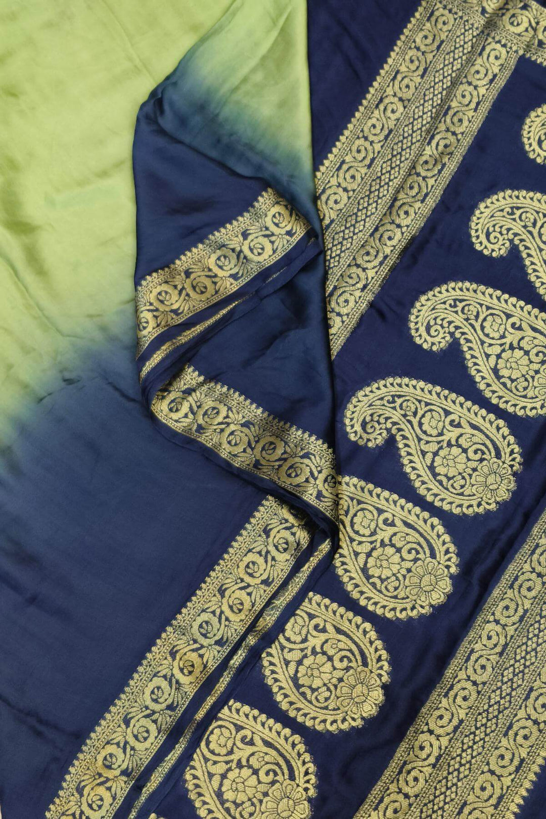 Modal silk saree in  shaded peacock blue with zari pallu & borders.