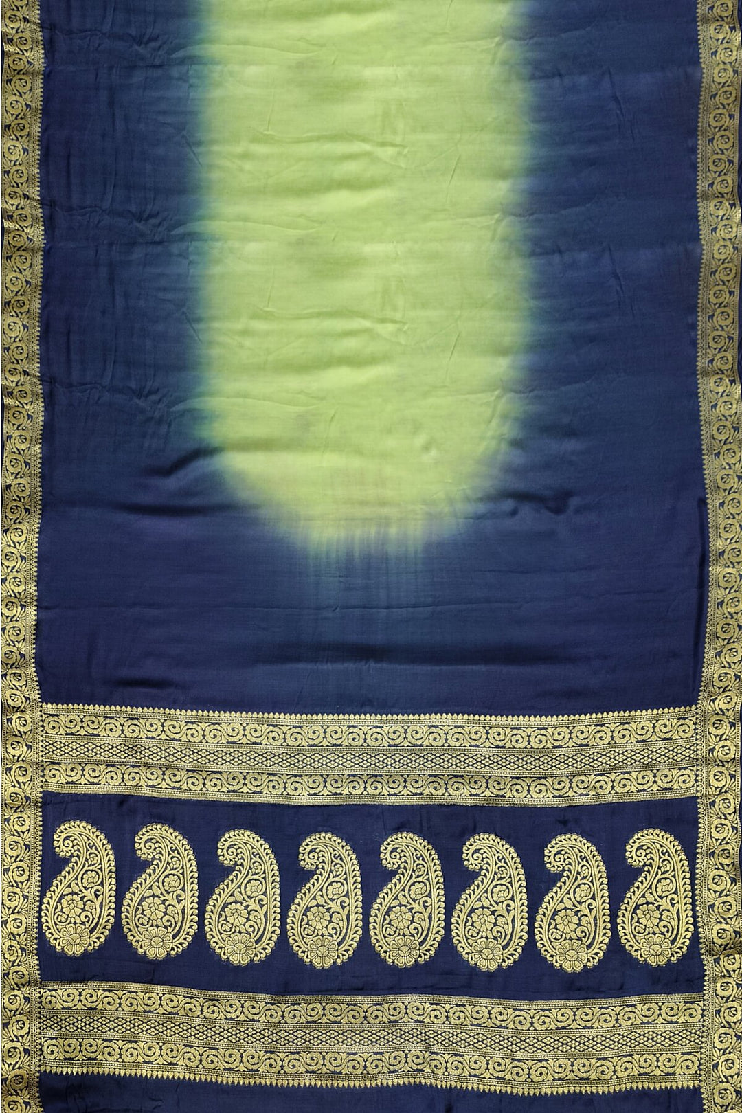 Modal silk saree in  shaded peacock blue with zari pallu & borders.