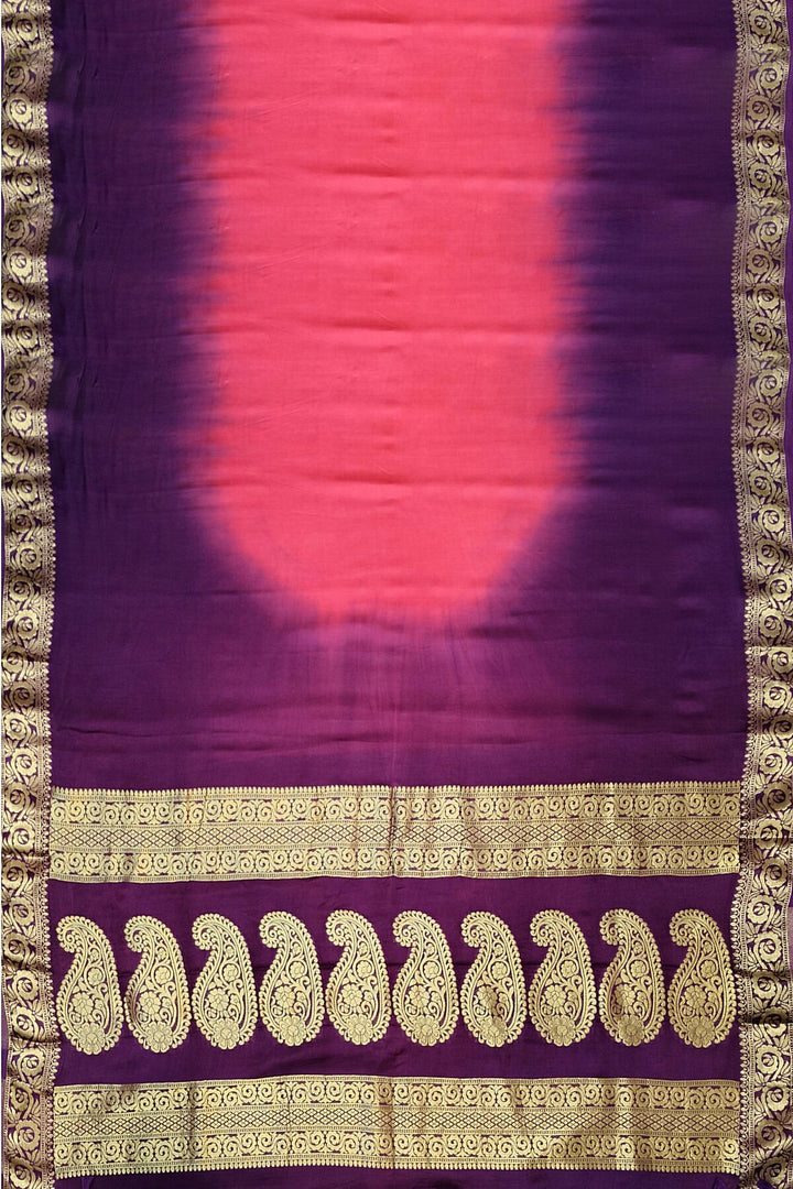 Modal silk saree in  shaded pink,purple with zari pallu & borders.