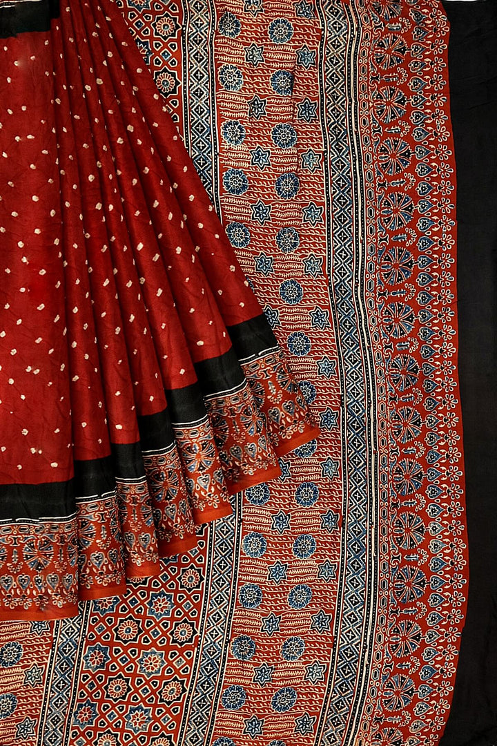 Modal silk bandhini saree in maroon
