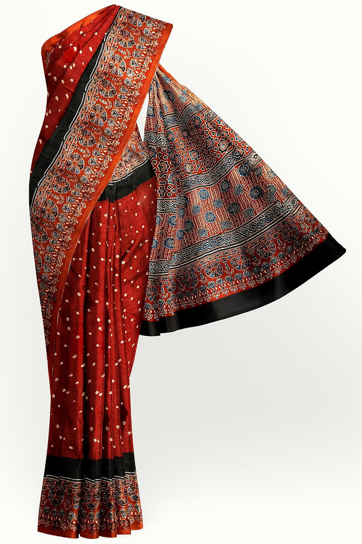 Modal silk bandhini saree in maroon