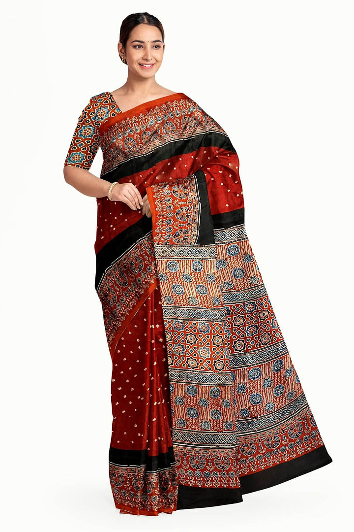 Modal silk bandhini saree in maroon