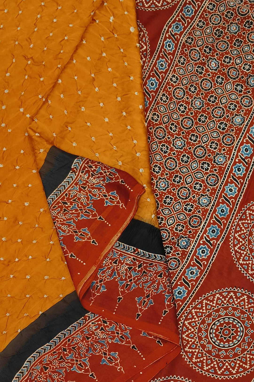 Modal silk bandhini saree in mustard