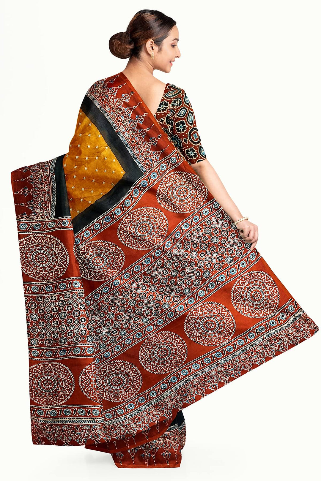 Modal silk bandhini saree in mustard