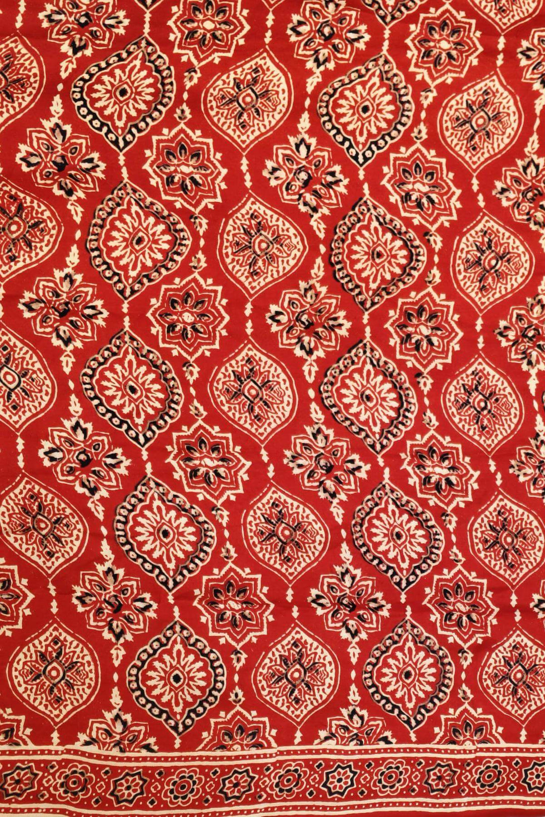 Modal silk saree in red in ghar chola pattern