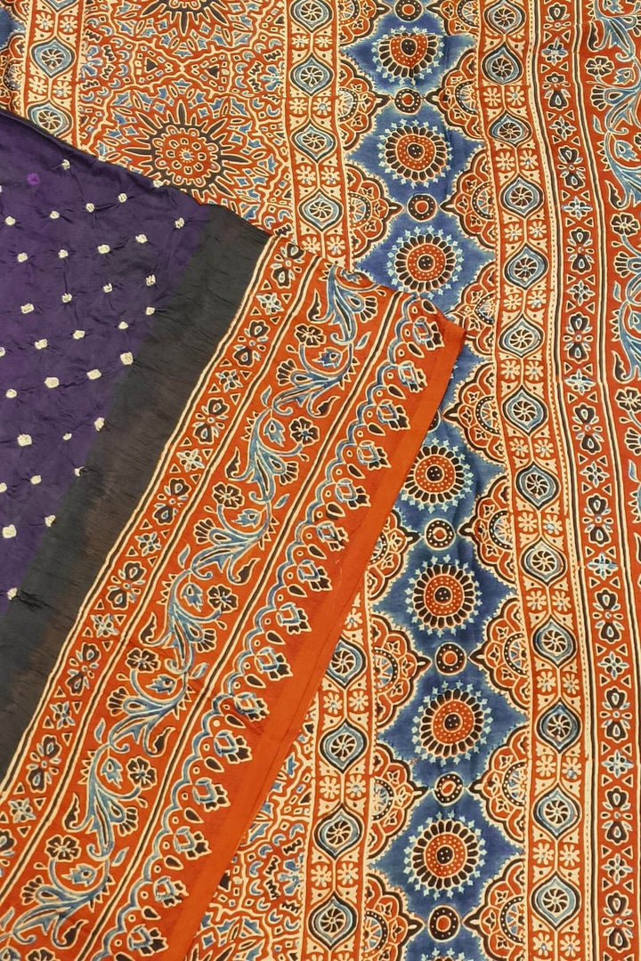 Modal silk bandhini saree in purple