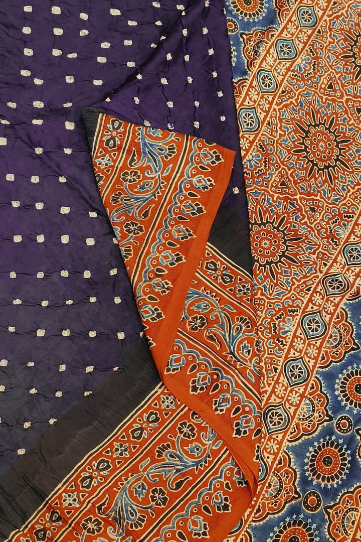 Modal silk bandhini saree in purple
