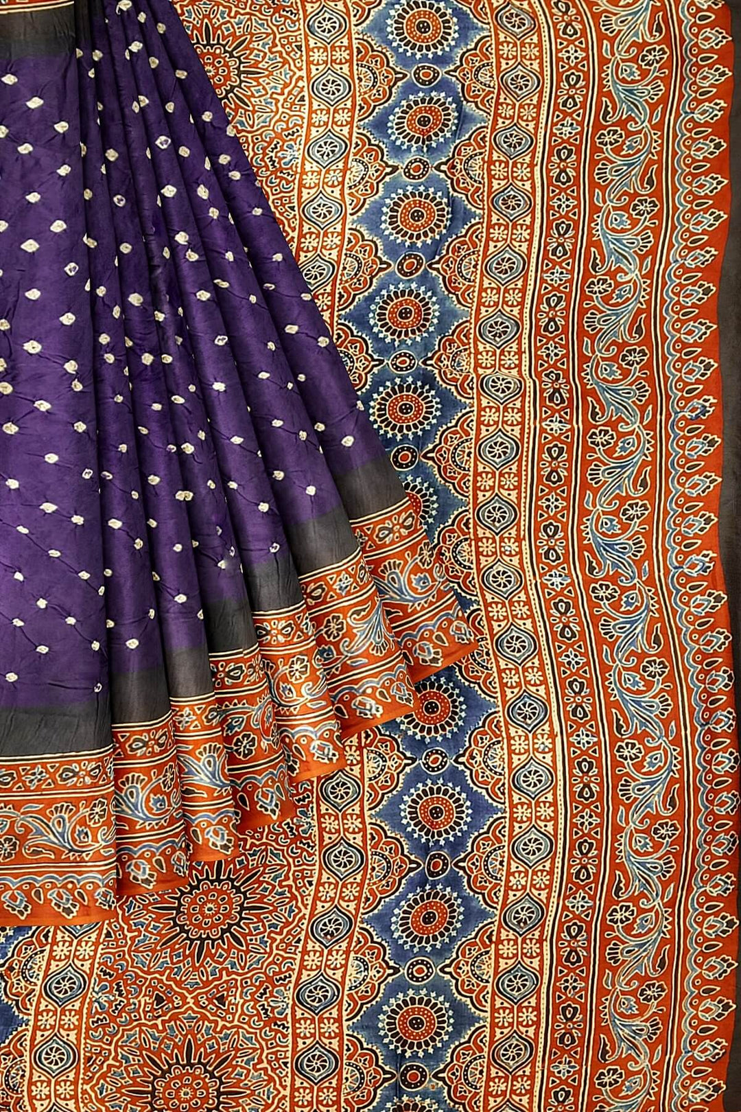 Modal silk bandhini saree in purple