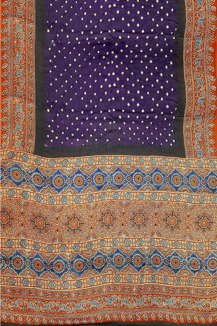 Modal silk bandhini saree in purple