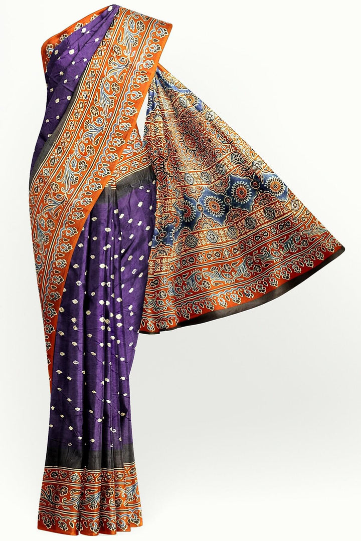Modal silk bandhini saree in purple