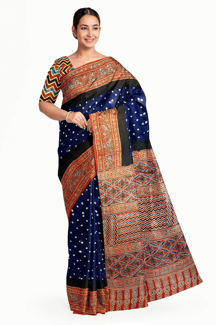 Modal silk bandhini saree in royal blue