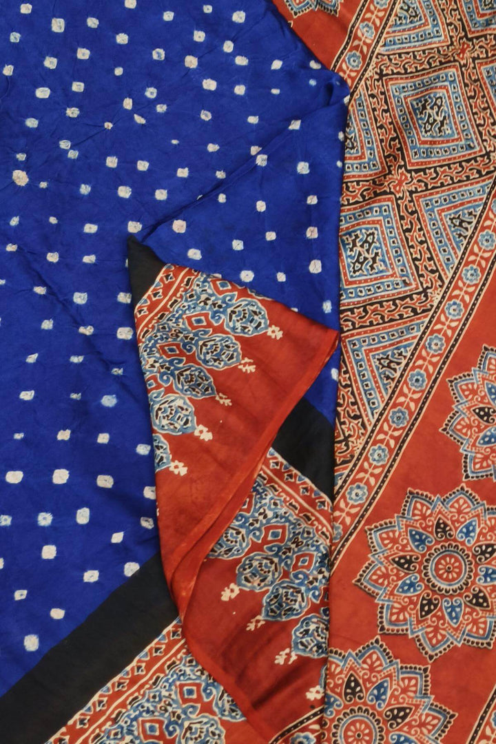 Modal silk bandhini saree in blue