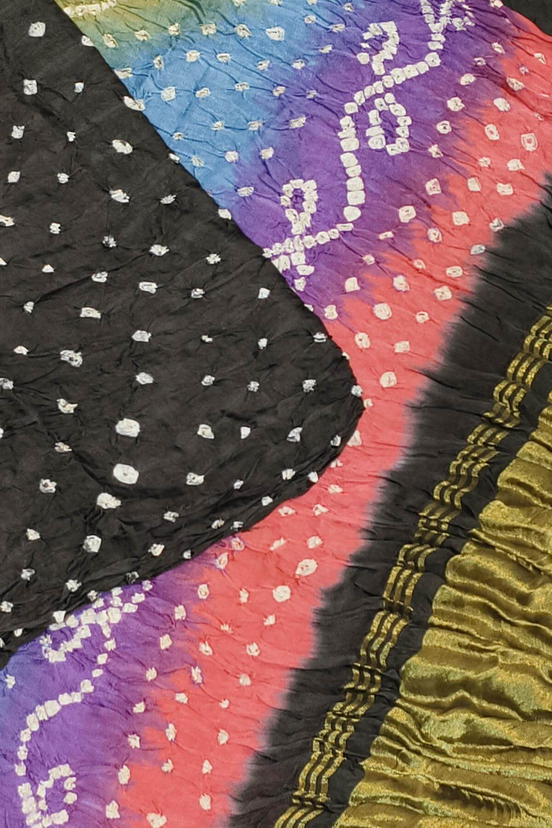 Modal silk bandhini saree  in black