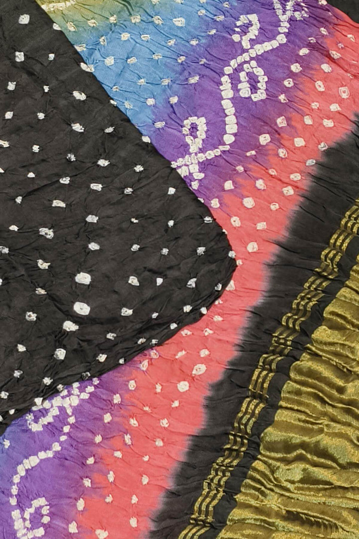 Modal silk bandhini saree  in black