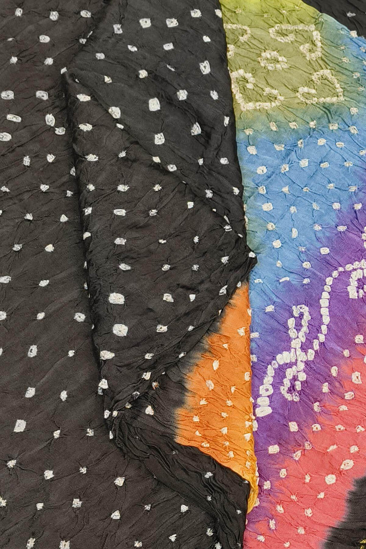 Modal silk bandhini saree  in black