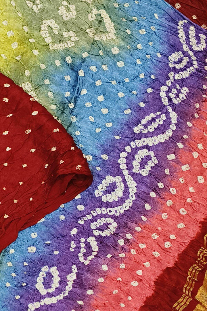 Modal silk bandhini saree  in red