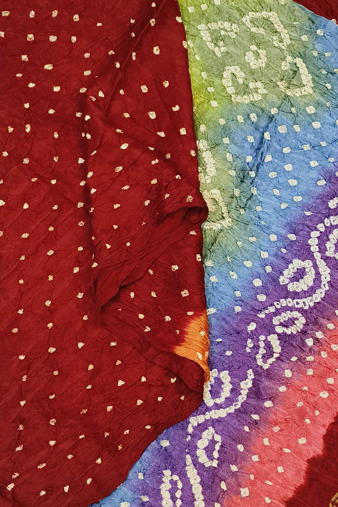 Modal silk bandhini saree  in red