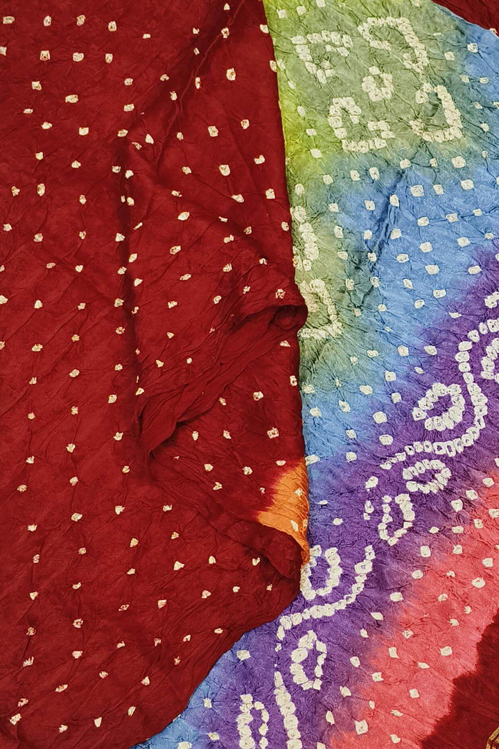 Modal silk bandhini saree  in red