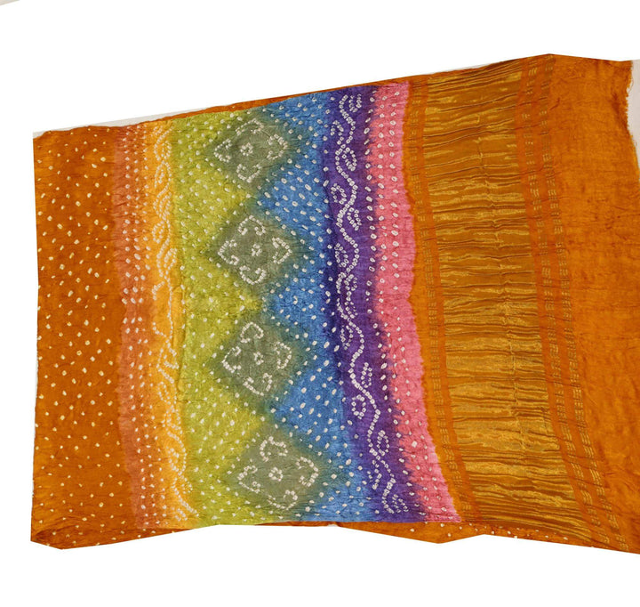 Modal silk bandhini saree  in mustard