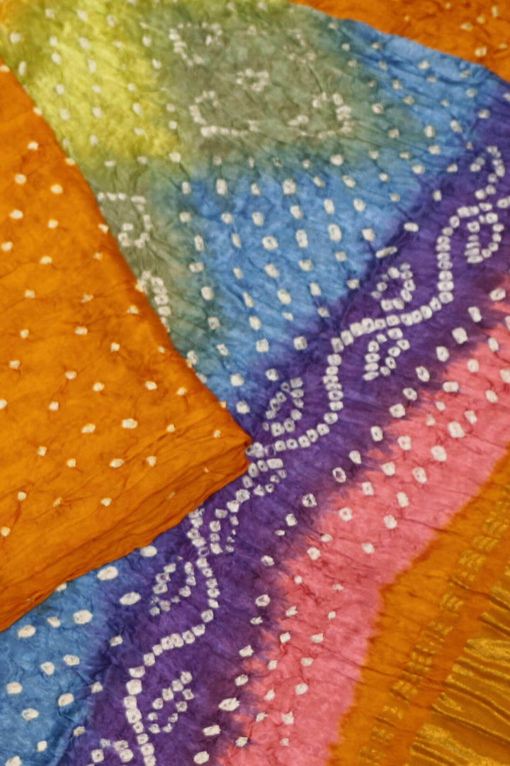 Modal silk bandhini saree  in mustard