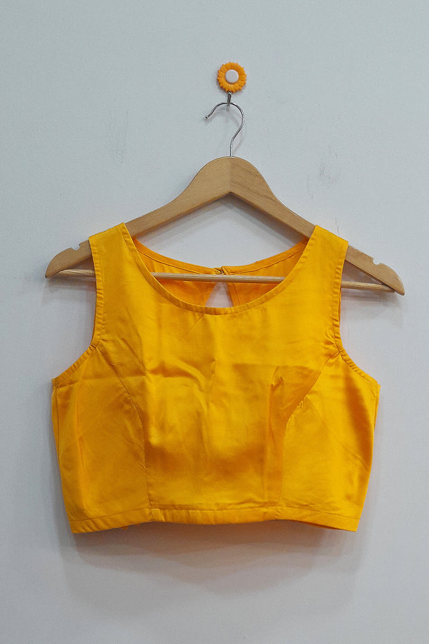 Modal silk boat neck  blouse in yellow