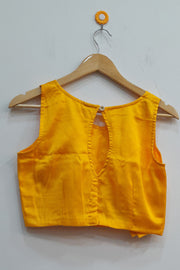 Modal silk boat neck  blouse in yellow