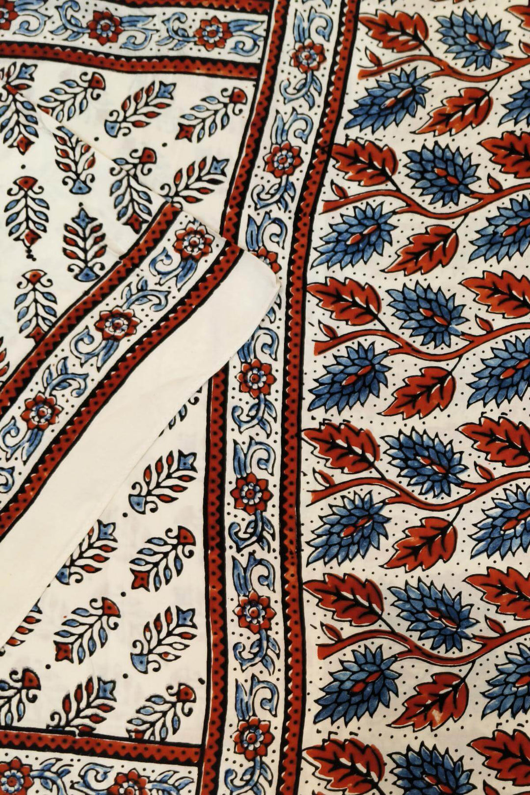 Modal silk  stole in white with  ajrakh hand block print