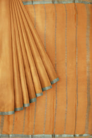 Mysore crepe silk saree in light peach without blouse