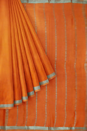 Mysore crepe silk saree in orange without blouse
