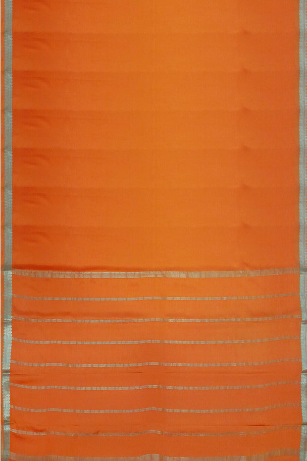 Mysore crepe silk saree in orange without blouse