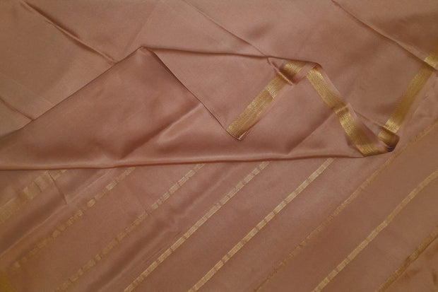 Mysore crepe silk saree in chickoo colour without blouse