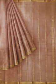 Mysore crepe silk saree in chickoo colour without blouse